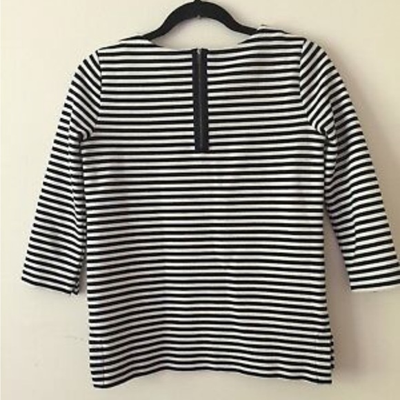 Madewell striped 3/4 sleeve top with zipper back and split seams XS - Picture 3 of 12